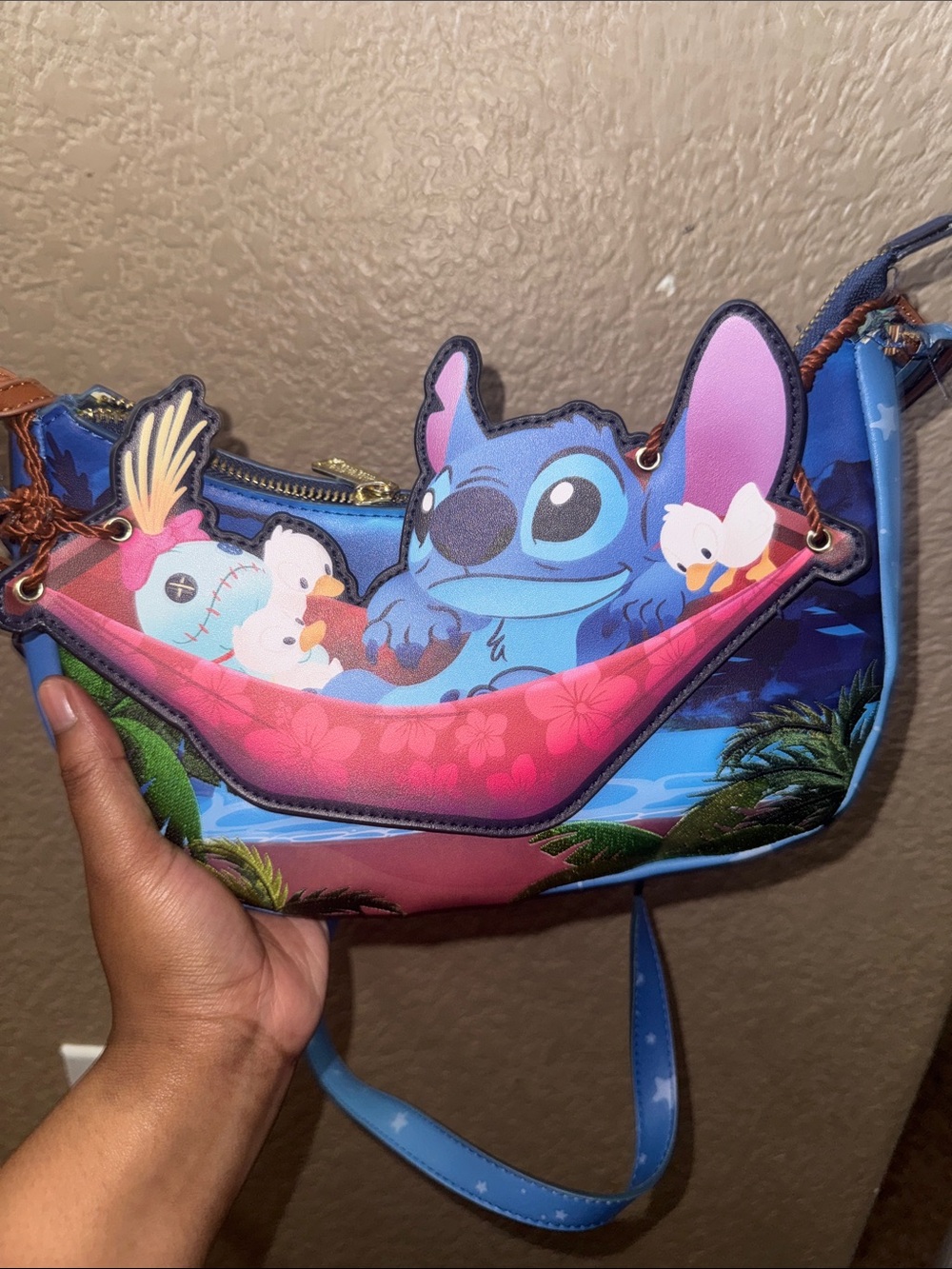 Disney Blue and Pink Stitch Crossbody Bag